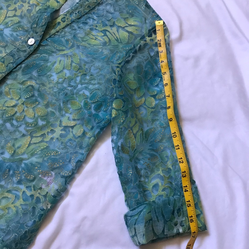 Ruby Rd. Blue Green Shimmering Sheer Button Down … - image 5